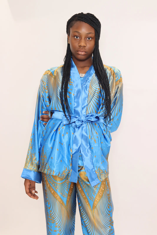 Sky Blue Three-piece nightgown suit feminine