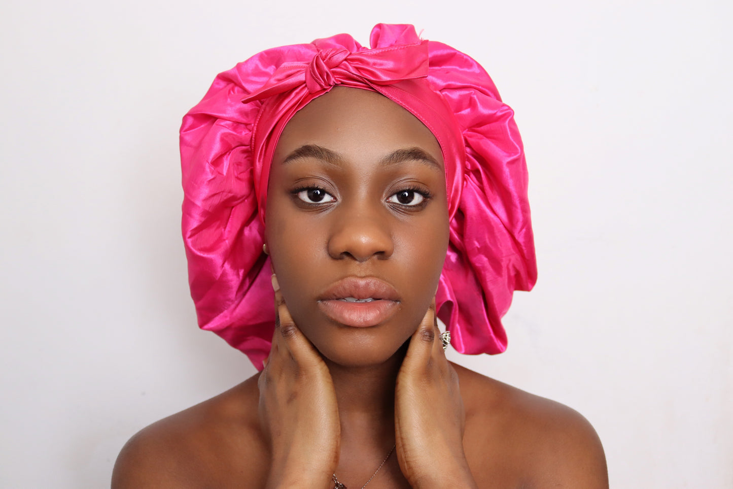 Flower Pink Reversible Double Layer Satin Hair Bonnet