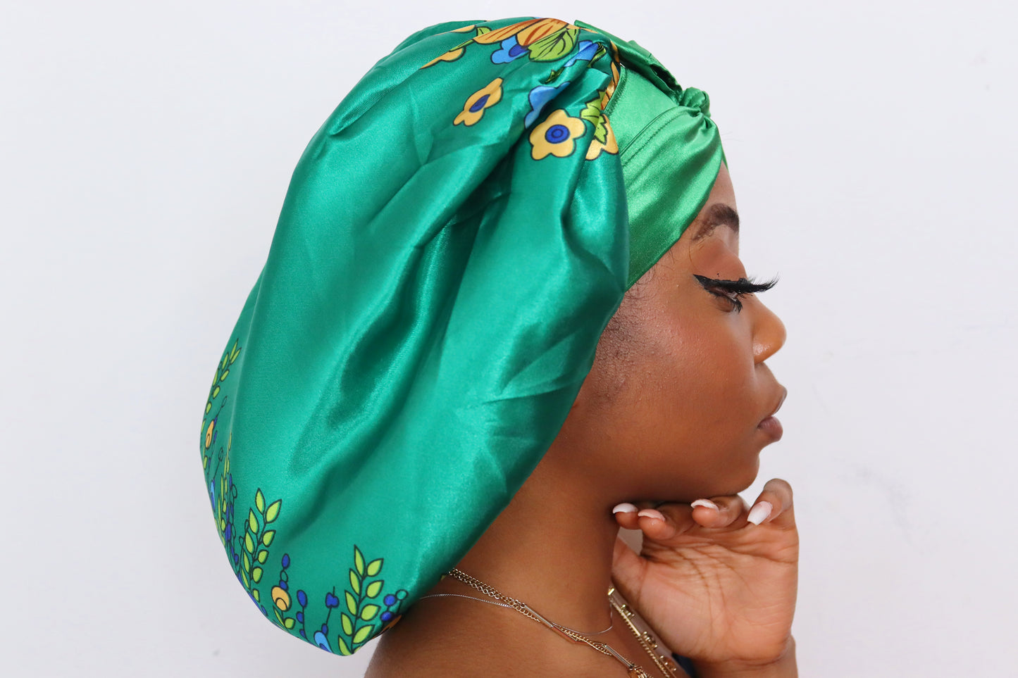 Green Reversible Double Layer Satin Hair Bonnet