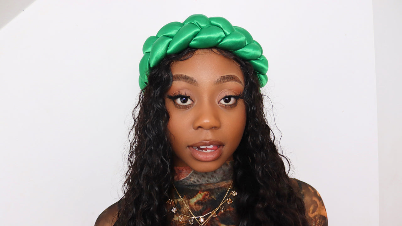 Green Braided Satin Headband