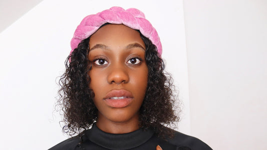 Pink Braided Velvet Headband