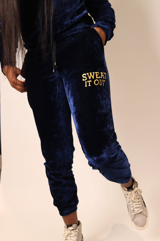 SWEAT IT OUT Shape Body Midnight Blue Velour Track Pants